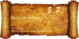 Balics Péter névjegykártya