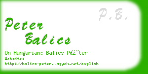 peter balics business card